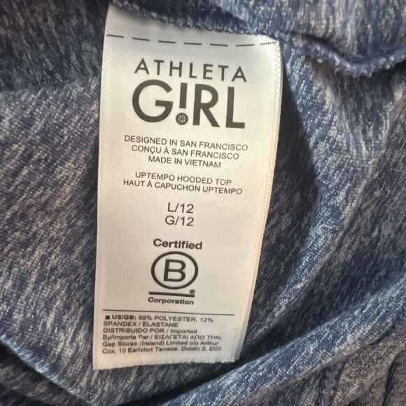 Athleta Girl Sweatshirt Large 12 Hooded Uptempo Athleisure Lightweight - Picture 3 of 5